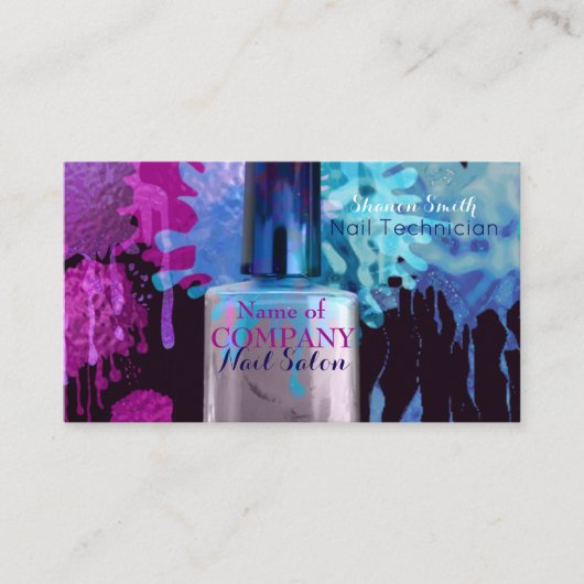 Carte De Visite Nail Technician colourful splatter design (Devant)