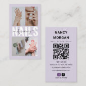 Carte De Visite Nail Technician Elegant Photo Collage QR Code (Devant / Derrière)