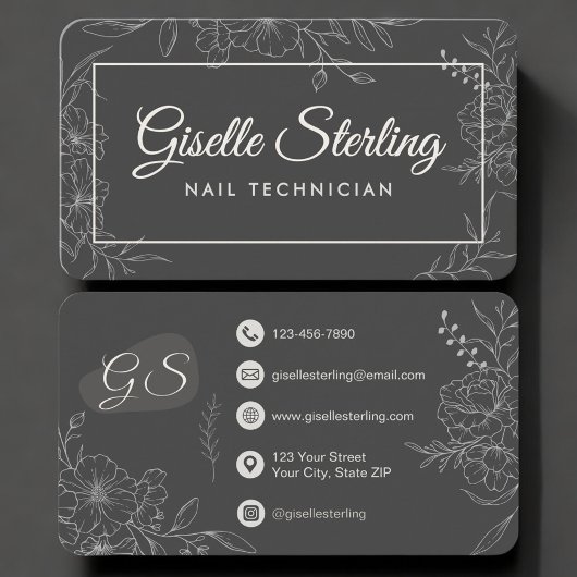 Carte De Visite Nail Technician Floral