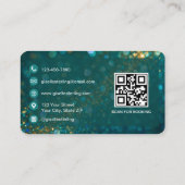 Carte De Visite Nail Technician Green Gold QR Code Professional (Dos)