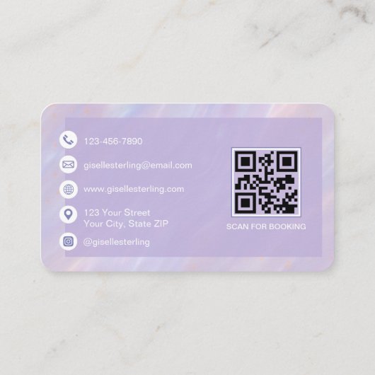 Carte De Visite Nail Technician Iridescent QR Code Professional (Dos)