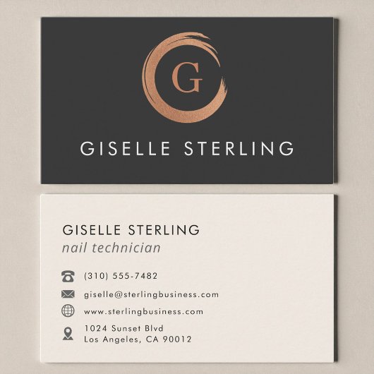 Carte De Visite Nail Technician Modern Minimalist Rose Gold
