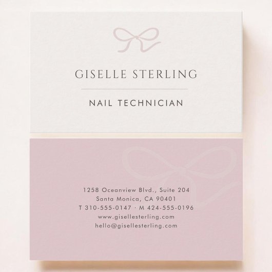 Carte De Visite Nail Technician Pink Bow
