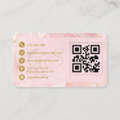 Carte De Visite Nail Technician Pink Gold Agate QR Code (Dos)