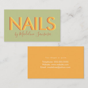 Carte De Visite Nail Technicien Orange Triple Letting
