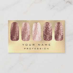 Carte De Visite Nails Art Parties scintillant Métal Glam Champagne