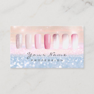 Carte De Visite Nails Art Parties scintillant Ombre Pastel Rose Lu