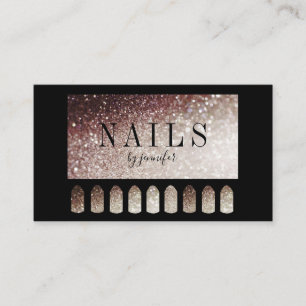 Carte De Visite Nails Artist Elegant Schwarz Argent Rouille