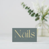 Carte De Visite Nails Bold Typography Dark Green  (Debout devant)