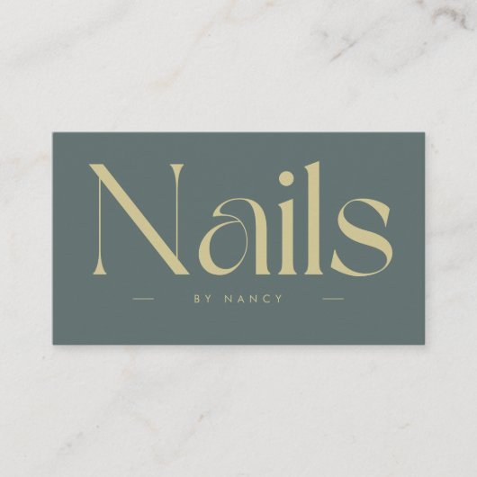 Carte De Visite Nails Bold Typography Dark Green  (Devant)