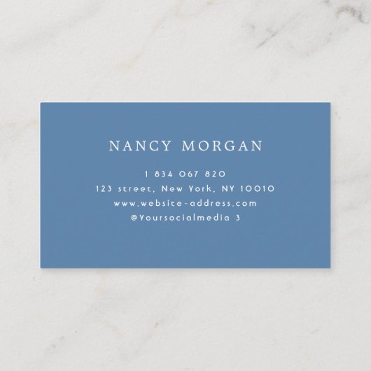 Carte De Visite Nails Bold Typography Dusty Blue (Dos)