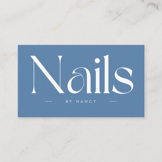 Carte De Visite Nails Bold Typography Dusty Blue (Devant)