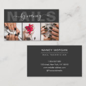 Carte De Visite Nails Dark Gray And Black Photo Collage  (Devant / Derrière)