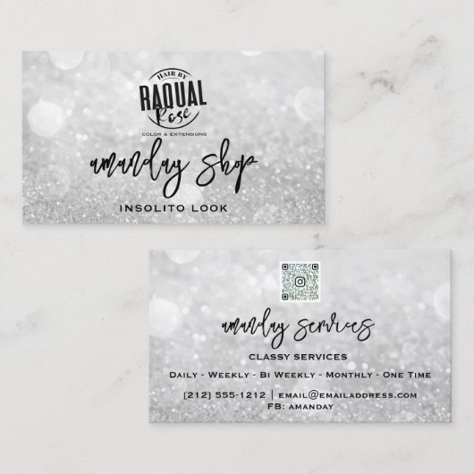 Carte De Visite Nails de maquillage de code QR Parties scintillant (Devant / Derrière)