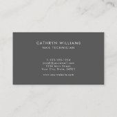 Carte De Visite Nails Grey Poster de animal Technicien Nail (Dos)