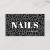 Carte De Visite Nails Grey Poster de animal Technicien Nail (Devant)