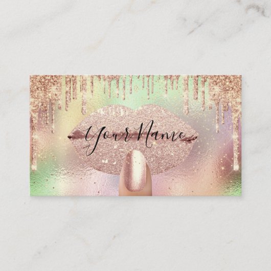 Carte De Visite Nails Manicure Maquillage Holographique Lips Rose (Devant)