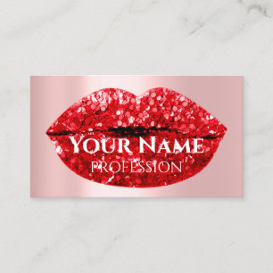 Carte De Visite Nails Maquillage Artiste Rose Drips Kiss Lips Red