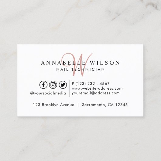 Carte De Visite Nails Moderne Rose Or (Dos)
