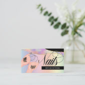 Carte De Visite Nails, Nail Tech Holographique Arc-en-ciel - Logo  (Debout devant)