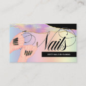 Carte De Visite Nails, Nail Tech Holographique Arc-en-ciel - Logo  (Devant)
