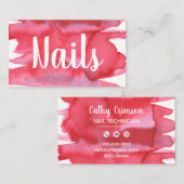 Carte De Visite Nails Nail Technicien Aquarelle  (Devant / Derrière)