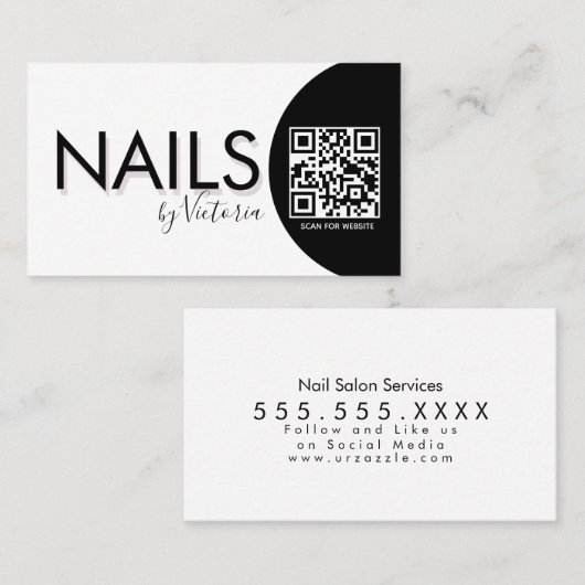 Carte De Visite Nails Salon Beauté Artiste QR CODE (Devant / Derrière)