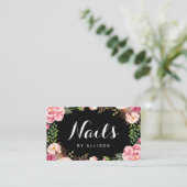 Carte De Visite Nails Salon Technicien Nail Romantique Floral Wrap (Debout devant)