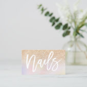 Carte De Visite Nails script or parties scintillant holographique  (Debout devant)