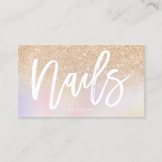 Carte De Visite Nails script or parties scintillant holographique  (Devant)