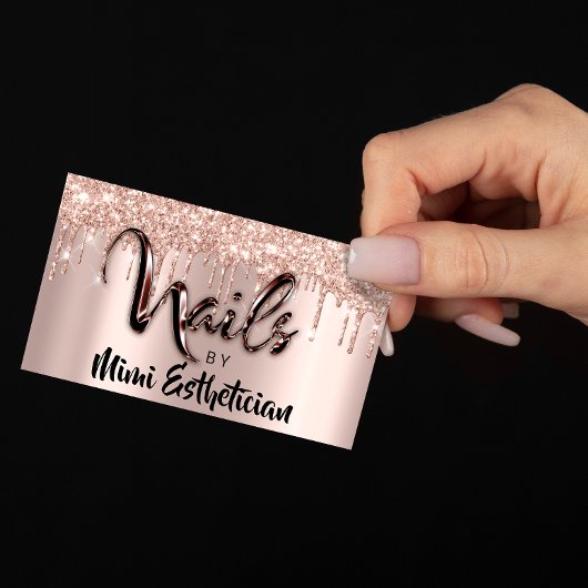 Carte De Visite Nails Studio Artist Drives Parties scintillant Ros