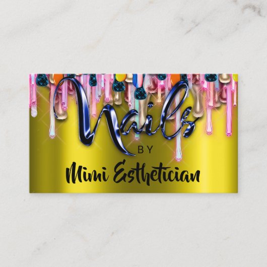 Carte De Visite Nails Studio Artist Nails Script Logo Mustard Drif (Devant)