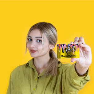 Carte De Visite Nails Studio Artist Nails Script Logo Mustard Drif