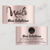 Carte De Visite Nails Studio Artist Nails Script Logo Rose Brown (Devant / Derrière)