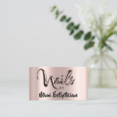 Carte De Visite Nails Studio Artist Nails Script Logo Rose Metalic (Debout devant)