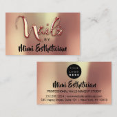 Carte De Visite Nails Studio Artist Nails Script Logo Rose Or (Devant / Derrière)