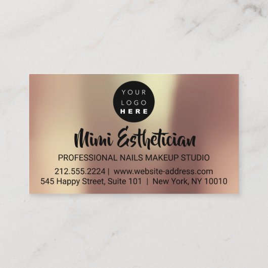 Carte De Visite Nails Studio Artist Nails Script Logo Rose Or (Dos)