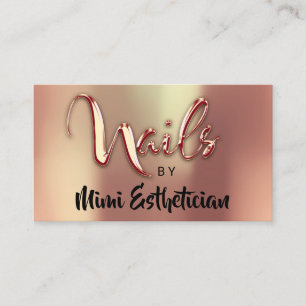 Carte De Visite Nails Studio Artist Nails Script Logo Rose Or