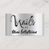 Carte De Visite Nails Studio Artist Nails Script Logo Silver Metal (Devant)