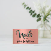 Carte De Visite Nails Studio Artist NailsScript Logo Rose Vert (Debout devant)