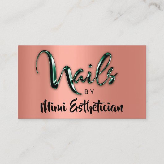 Carte De Visite Nails Studio Artist NailsScript Logo Rose Vert (Devant)