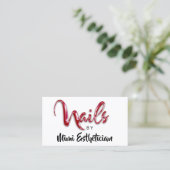 Carte De Visite Nails Studio Artist Red Nails Script Red White Log (Debout devant)