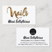 Carte De Visite Nails Studio Artist Red Nails Script White Logo (Devant / Derrière)