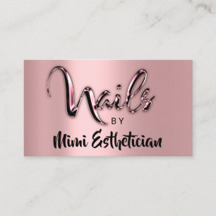 Carte De Visite Nails Studio Artiste Nails Logo Script Rose rose