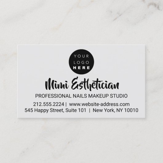 Carte De Visite Nails Studio Artiste Nails Script Logo Gris Rose (Dos)