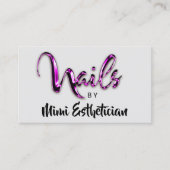 Carte De Visite Nails Studio Artiste Nails Script Logo Gris Rose (Devant)