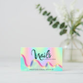 Carte De Visite Nails Studio Logo Holographe QR Code Abstarted (Debout devant)