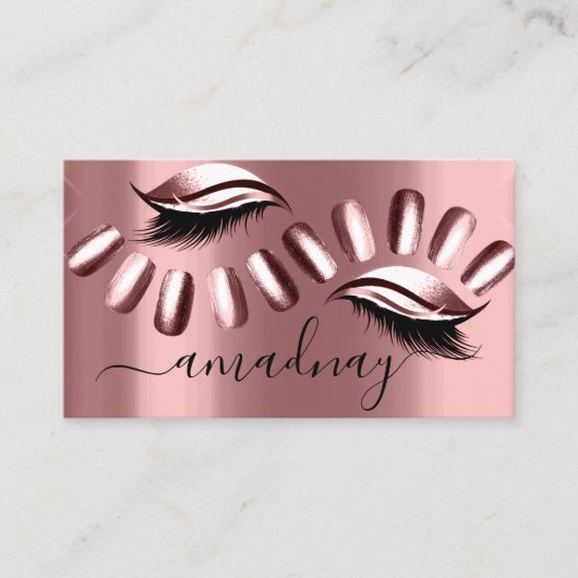 Carte De Visite Nails Studio maquillage Artiste Eyelash Rose Blush (Devant)