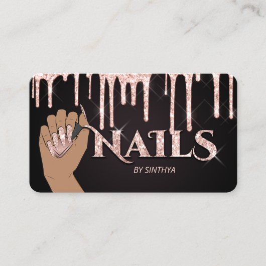 Carte De Visite Nails technicien ongle art glam tendance moderne (Devant)
