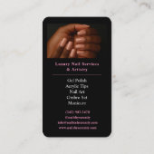 Carte De Visite Nails Technicien QR Code Luxury Black Rose Beauté (Dos)